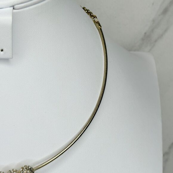Chicos Gold Tone Rhinestone Studded Collar Statement Necklace 20" ✨ - Picture 6 of 14